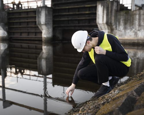 full-shot-environmental-engineer-taking-water-sample full-shot-environmental-engineer-taking-water-sample